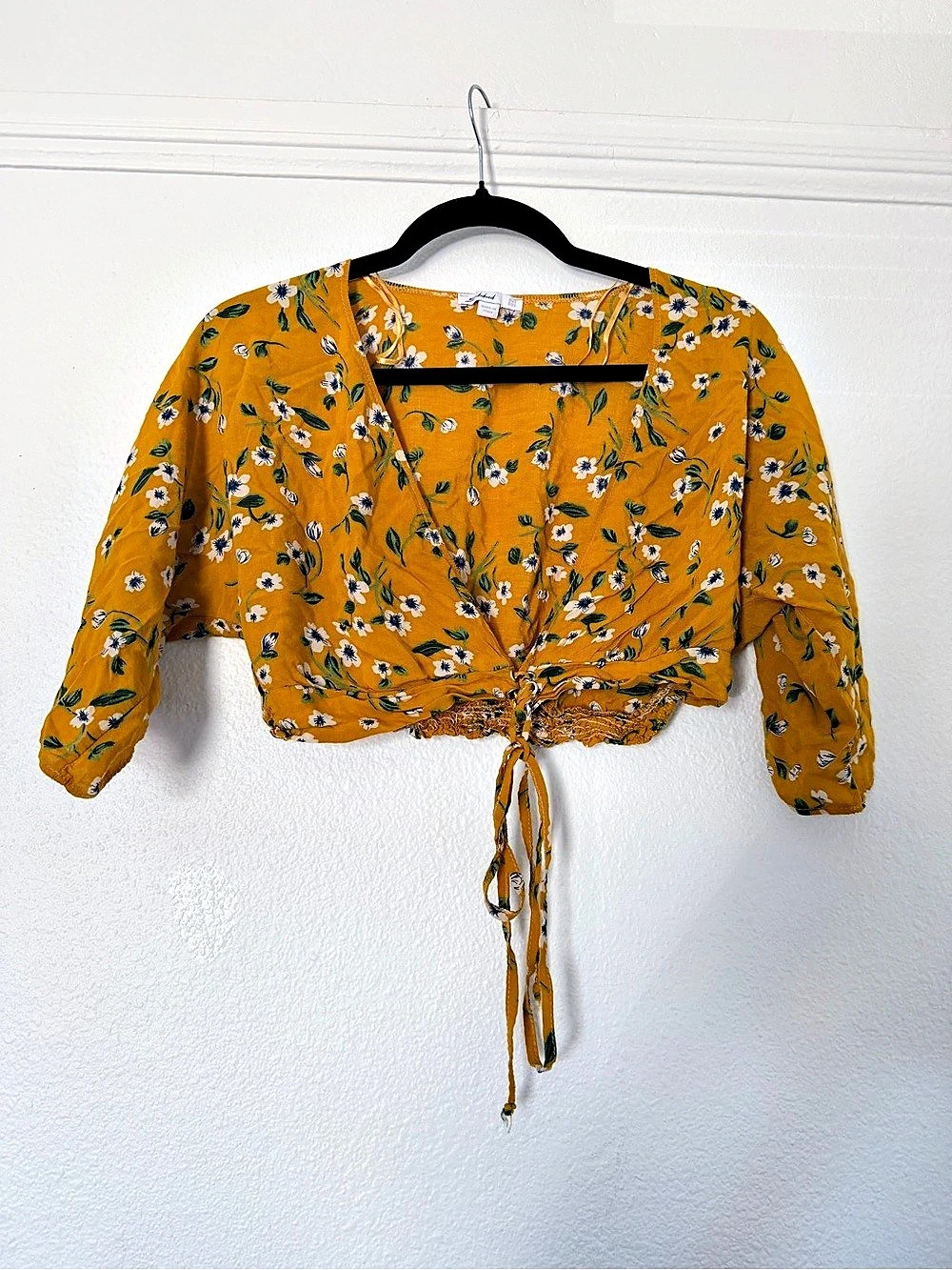 Subdued Floral Cropped Top in Yellow